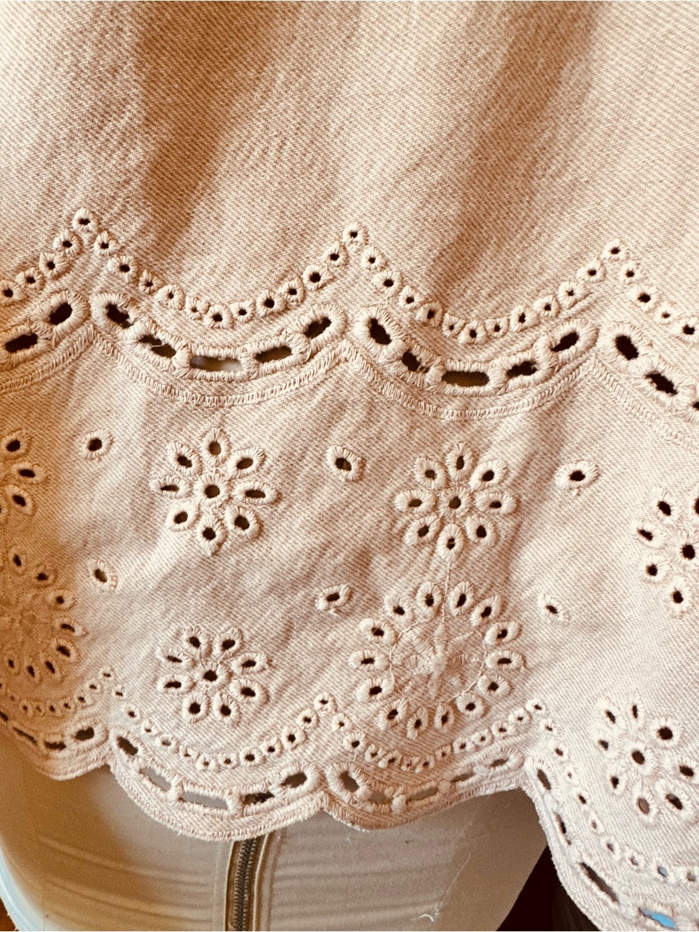 Zara Blush Pink Eyelet-Hem Denim Jean Jacket M L XL - Picture 9 of 16